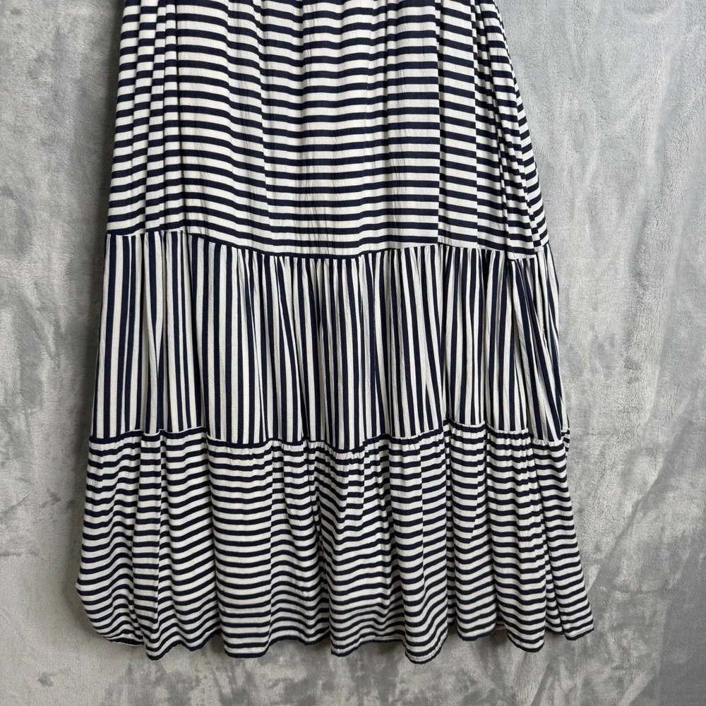 Torrid Navy & White Stripe Challis Self Tie Tiered Midi Dress Women Plus Size 4X